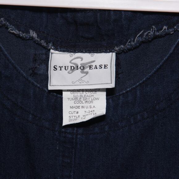 Vintage 90s Studio Ease Denim Jumper Maxi Dress Size 12 Made in USA - Picture 7 of 7
